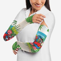 Guyana Christmas Arm Sleeves Chilling Macaw It's 5 o'clock Somewhere - Wonder Print Shop