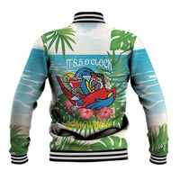Guyana Christmas Baseball Jacket Chilling Macaw It's 5 o'clock Somewhere - Wonder Print Shop