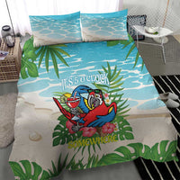 Guyana Christmas Bedding Set Chilling Macaw It's 5 o'clock Somewhere - Wonder Print Shop