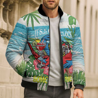 Guyana Christmas Bomber Puffer Jacket Chilling Macaw It's 5 o'clock Somewhere - Wonder Print Shop