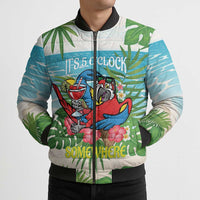 Guyana Christmas Bomber Puffer Jacket Chilling Macaw It's 5 o'clock Somewhere - Wonder Print Shop