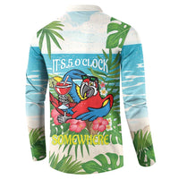 Guyana Christmas Button Sweatshirt Chilling Macaw It's 5 o'clock Somewhere - Wonder Print Shop
