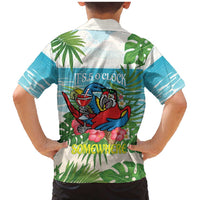 Guyana Christmas Family Matching Mermaid Dress and Hawaiian Shirt Chilling Macaw It's 5 o'clock Somewhere - Wonder Print Shop