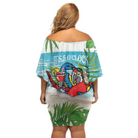 Guyana Christmas Family Matching Off Shoulder Short Dress and Hawaiian Shirt Chilling Macaw It's 5 o'clock Somewhere - Wonder Print Shop