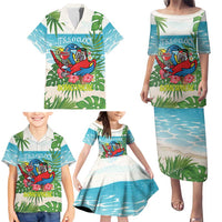 Guyana Christmas Family Matching Puletasi and Hawaiian Shirt Chilling Macaw It's 5 o'clock Somewhere - Wonder Print Shop