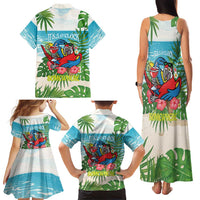 Guyana Christmas Family Matching Tank Maxi Dress and Hawaiian Shirt Chilling Macaw It's 5 o'clock Somewhere - Wonder Print Shop