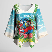 Guyana Christmas Kimono Sleeve Blouse Chilling Macaw It's 5 o'clock Somewhere - Wonder Print Shop