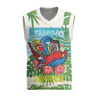 Guyana Christmas Knitted V-Neck Vest Chilling Macaw It's 5 o'clock Somewhere - Wonder Print Shop