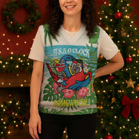 Guyana Christmas Knitted V-Neck Vest Chilling Macaw It's 5 o'clock Somewhere - Wonder Print Shop