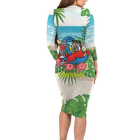 Guyana Christmas Long Sleeve Bodycon Dress Chilling Macaw It's 5 o'clock Somewhere - Wonder Print Shop