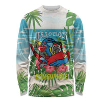 Guyana Christmas Long Sleeve Shirt Chilling Macaw It's 5 o'clock Somewhere - Wonder Print Shop