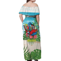 Guyana Christmas Off Shoulder Maxi Dress Chilling Macaw It's 5 o'clock Somewhere - Wonder Print Shop