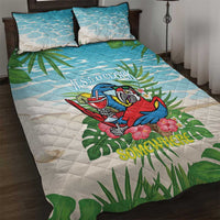 Guyana Christmas Quilt Bed Set Chilling Macaw It's 5 o'clock Somewhere - Wonder Print Shop