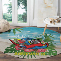 Guyana Christmas Round Carpet Chilling Macaw It's 5 o'clock Somewhere - Wonder Print Shop