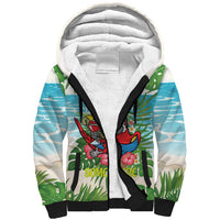 Guyana Christmas Sherpa Hoodie Chilling Macaw It's 5 o'clock Somewhere - Wonder Print Shop