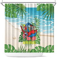 Guyana Christmas Shower Curtain Chilling Macaw It's 5 o'clock Somewhere - Wonder Print Shop