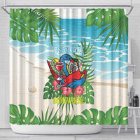Guyana Christmas Shower Curtain Chilling Macaw It's 5 o'clock Somewhere - Wonder Print Shop