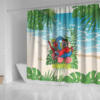 Guyana Christmas Shower Curtain Chilling Macaw It's 5 o'clock Somewhere - Wonder Print Shop