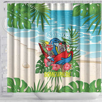 Guyana Christmas Shower Curtain Chilling Macaw It's 5 o'clock Somewhere - Wonder Print Shop