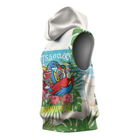 Guyana Christmas Sleeveless Hoodie Chilling Macaw It's 5 o'clock Somewhere - Wonder Print Shop