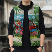 Guyana Christmas Sleeveless Puffer Jacket Chilling Macaw It's 5 o'clock Somewhere - Wonder Print Shop