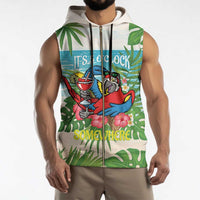 Guyana Christmas Sleeveless Zip Hoodie Chilling Macaw It's 5 o'clock Somewhere - Wonder Print Shop