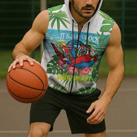 Guyana Christmas Sleeveless Zip Hoodie Chilling Macaw It's 5 o'clock Somewhere - Wonder Print Shop