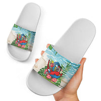 Guyana Christmas Slide Sandals Chilling Macaw It's 5 o'clock Somewhere - Wonder Print Shop
