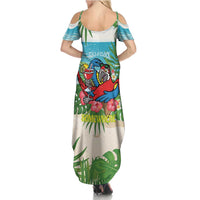 Guyana Christmas Summer Maxi Dress Chilling Macaw It's 5 o'clock Somewhere - Wonder Print Shop