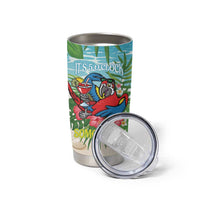 Guyana Christmas Tumbler Cup Chilling Macaw It's 5 o'clock Somewhere - Wonder Print Shop