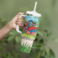 Guyana Christmas Tumbler With Handle Chilling Macaw It's 5 o'clock Somewhere - Wonder Print Shop