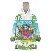 Guyana Christmas Wearable Blanket Hoodie Chilling Macaw It's 5 o'clock Somewhere - Wonder Print Shop