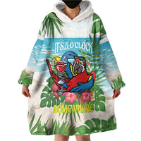 Guyana Christmas Wearable Blanket Hoodie Chilling Macaw It's 5 o'clock Somewhere - Wonder Print Shop