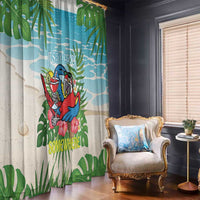 Guyana Christmas Window Curtain Chilling Macaw It's 5 o'clock Somewhere - Wonder Print Shop