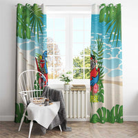 Guyana Christmas Window Curtain Chilling Macaw It's 5 o'clock Somewhere - Wonder Print Shop