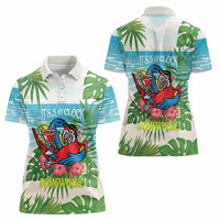 Guyana Christmas Women Polo Shirt Chilling Macaw It's 5 o'clock Somewhere - Wonder Print Shop