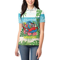 Guyana Christmas Women Polo Shirt Chilling Macaw It's 5 o'clock Somewhere - Wonder Print Shop