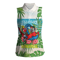 Guyana Christmas Women Sleeveless Polo Shirt Chilling Macaw It's 5 o'clock Somewhere - Wonder Print Shop