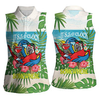 Guyana Christmas Women Sleeveless Polo Shirt Chilling Macaw It's 5 o'clock Somewhere - Wonder Print Shop