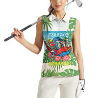 Guyana Christmas Women Sleeveless Polo Shirt Chilling Macaw It's 5 o'clock Somewhere - Wonder Print Shop
