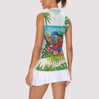 Guyana Christmas Women Sleeveless Polo Shirt Chilling Macaw It's 5 o'clock Somewhere - Wonder Print Shop