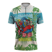 Guyana Christmas Zipper Polo Shirt Chilling Macaw It's 5 o'clock Somewhere - Wonder Print Shop
