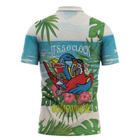 Guyana Christmas Zipper Polo Shirt Chilling Macaw It's 5 o'clock Somewhere - Wonder Print Shop