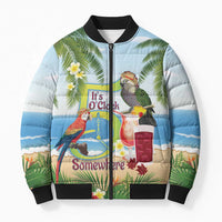 Guyana Christmas Bomber Puffer Jacket Macaw Red-fan Parrot Tropical Vibes - Wonder Print Shop