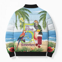 Guyana Christmas Bomber Puffer Jacket Macaw Red-fan Parrot Tropical Vibes - Wonder Print Shop