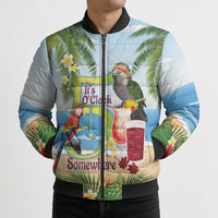 Guyana Christmas Bomber Puffer Jacket Macaw Red-fan Parrot Tropical Vibes - Wonder Print Shop
