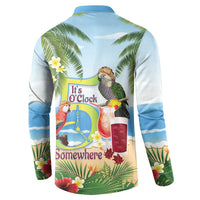 Guyana Christmas Button Sweatshirt Macaw Red-fan Parrot Tropical Vibes - Wonder Print Shop