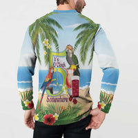 Guyana Christmas Button Sweatshirt Macaw Red-fan Parrot Tropical Vibes - Wonder Print Shop