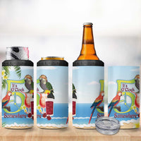 Guyana Christmas 4 in 1 Can Cooler Tumbler Macaw Red-fan Parrot Tropical Vibes - Wonder Print Shop