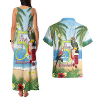 Guyana Christmas Couples Matching Tank Maxi Dress and Hawaiian Shirt Macaw Red-fan Parrot Tropical Vibes - Wonder Print Shop